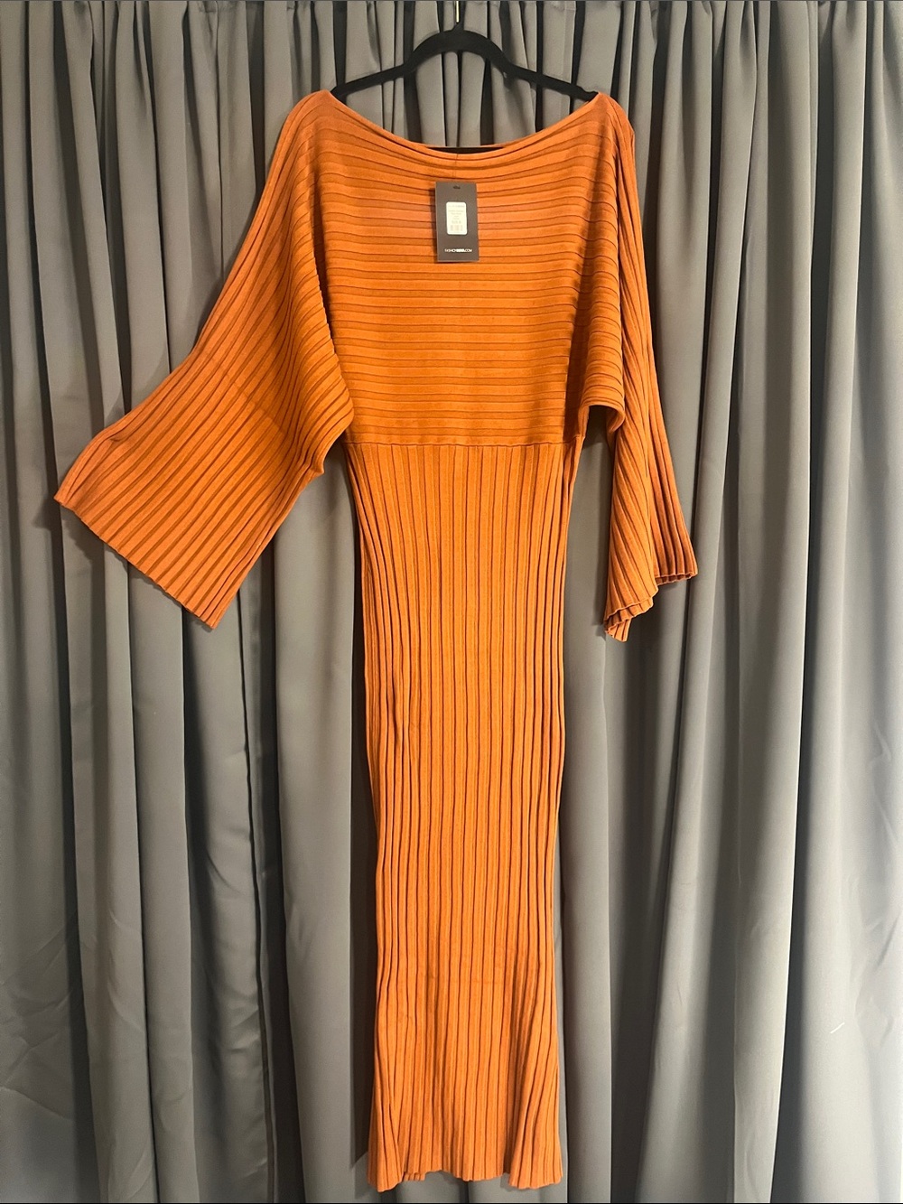 Fashion Nova Ribbed Maxi Dress in Burnt Orange